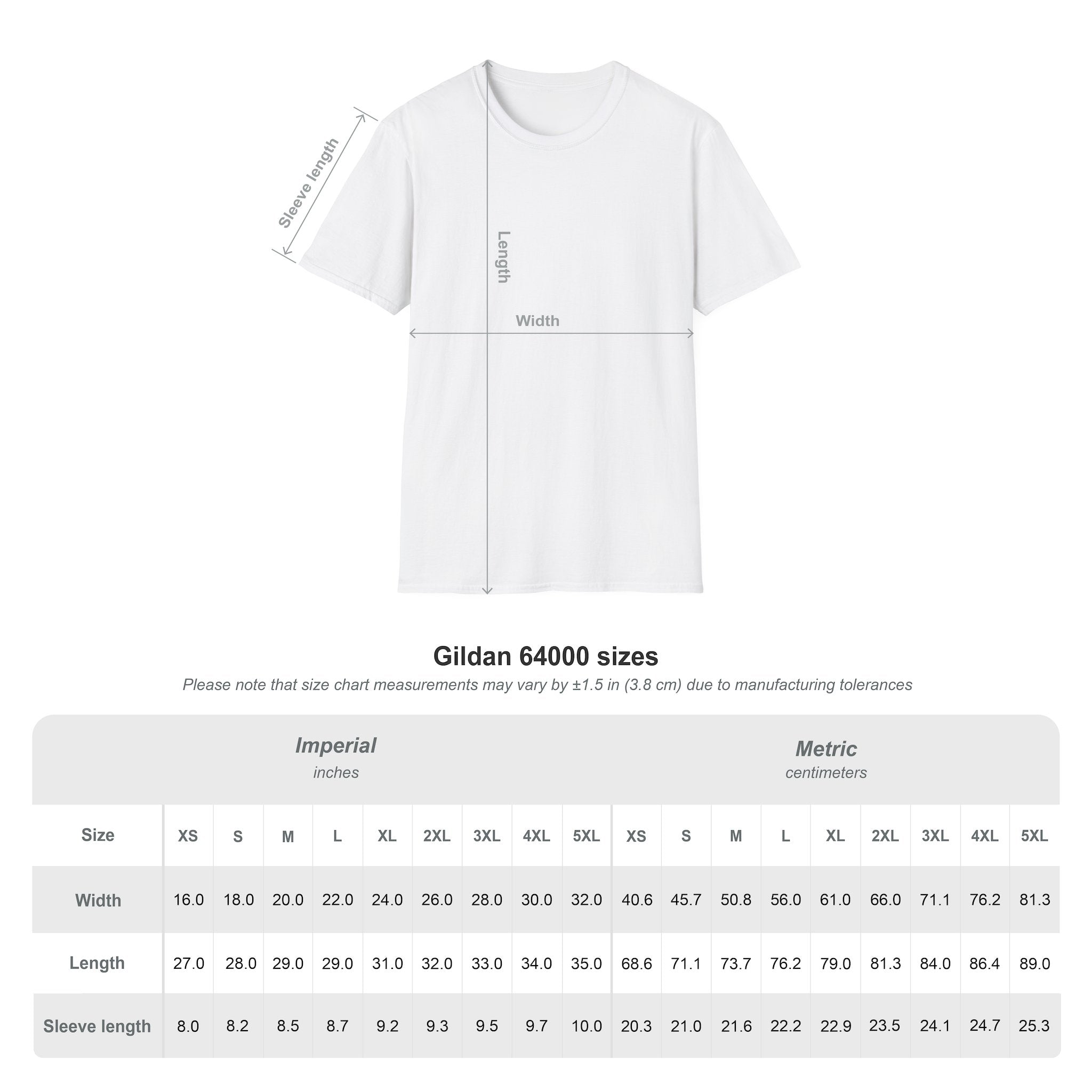 sizechart-tshirt for Spirituality Theme